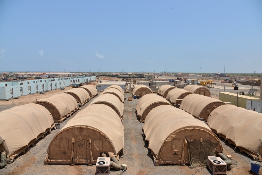 Large-lot-of-temporary-military-structures